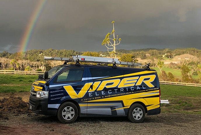 Viper Electrical's North Shore electrician van parked
